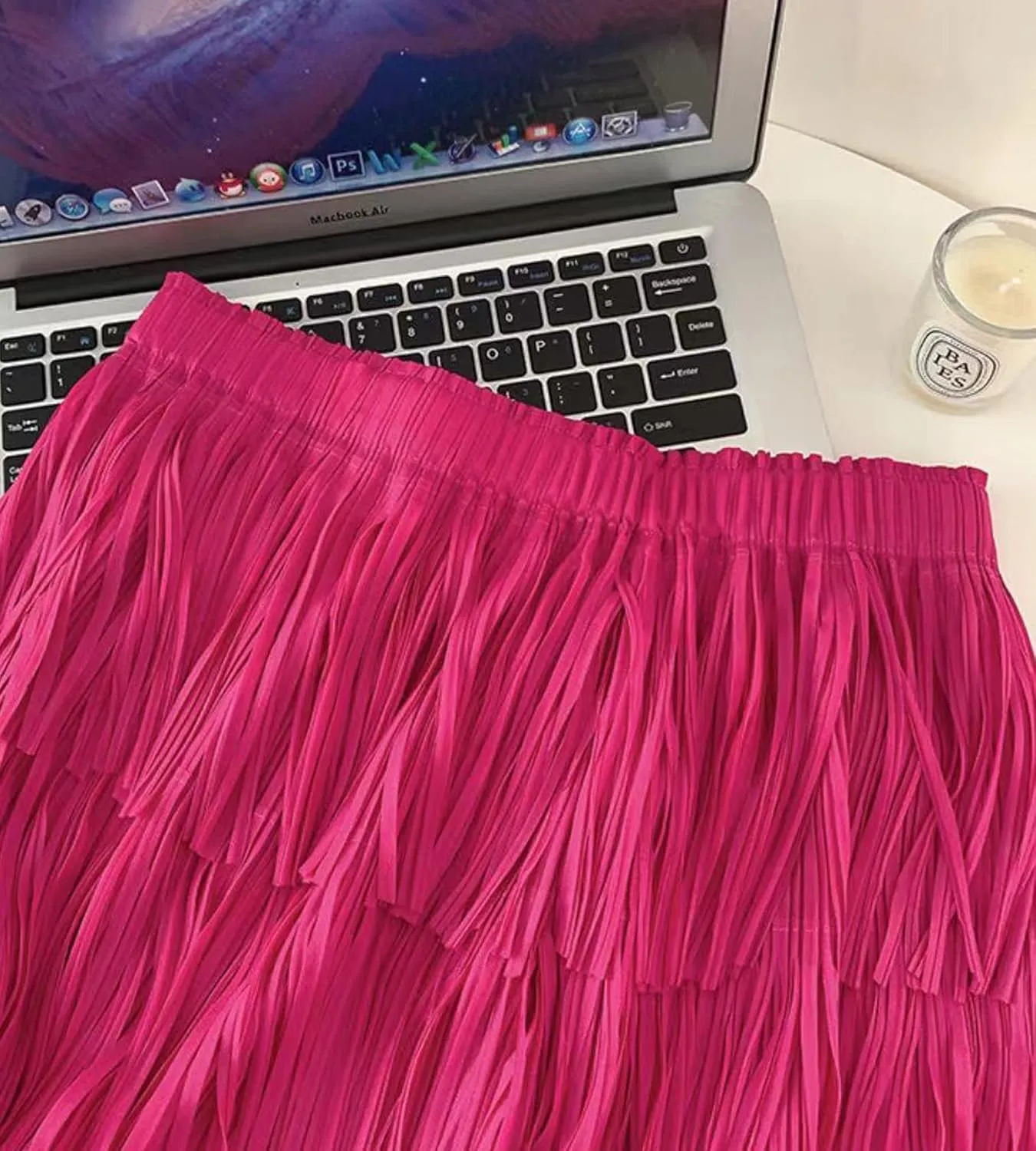 Women Fringe Skirt Elastic Waist Tiered Tassel Bodycon Midi Pencil Skirts for Night-Out Party Daily