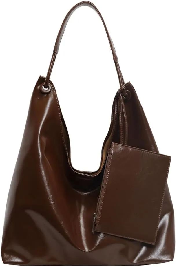 Women PU Leather Tote Bag with Small Purse Large Capacity Carryalls Hobo Shopper Shoulder Bag for Travel Commuting