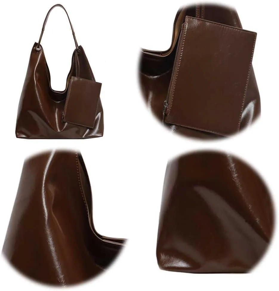Women PU Leather Tote Bag with Small Purse Large Capacity Carryalls Hobo Shopper Shoulder Bag for Travel Commuting