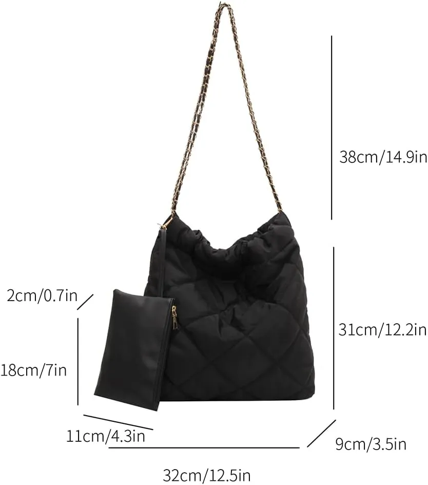 Women Quilted Bags Lar ity Litweit Crossbody Bag Puffer Tote Bag Trendy Y2k Hobo Bag