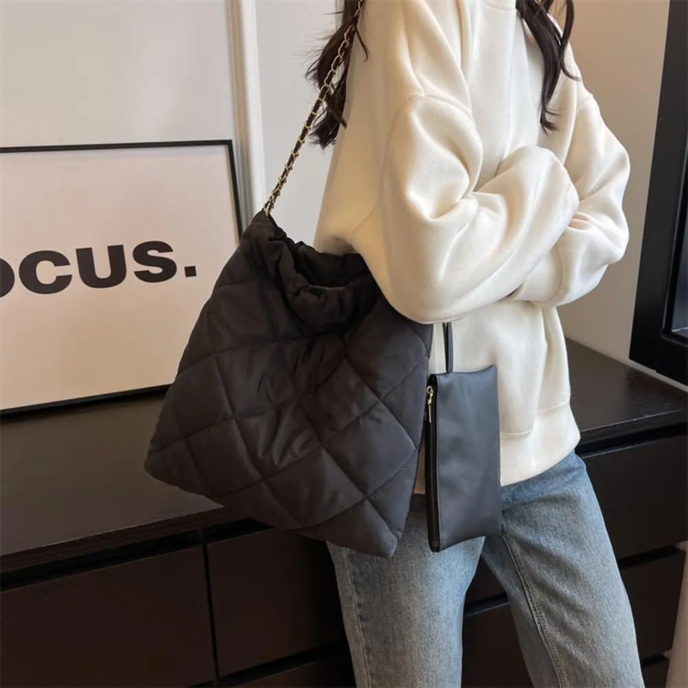 Women Quilted Bags Lar ity Litweit Crossbody Bag Puffer Tote Bag Trendy Y2k Hobo Bag