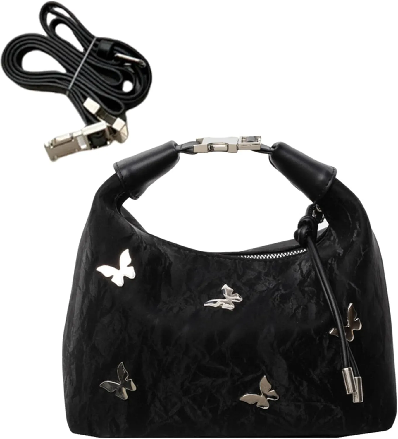 Women Tote Handbags Butterfly Vegan Leather Shoulder Bags with Adjustable Strap Trendy Crossbody Purse