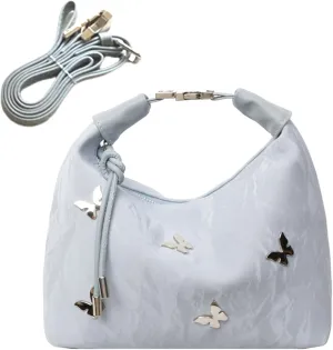 Women Tote Handbags Butterfly Vegan Leather Shoulder Bags with Adjustable Strap Trendy Crossbody Purse