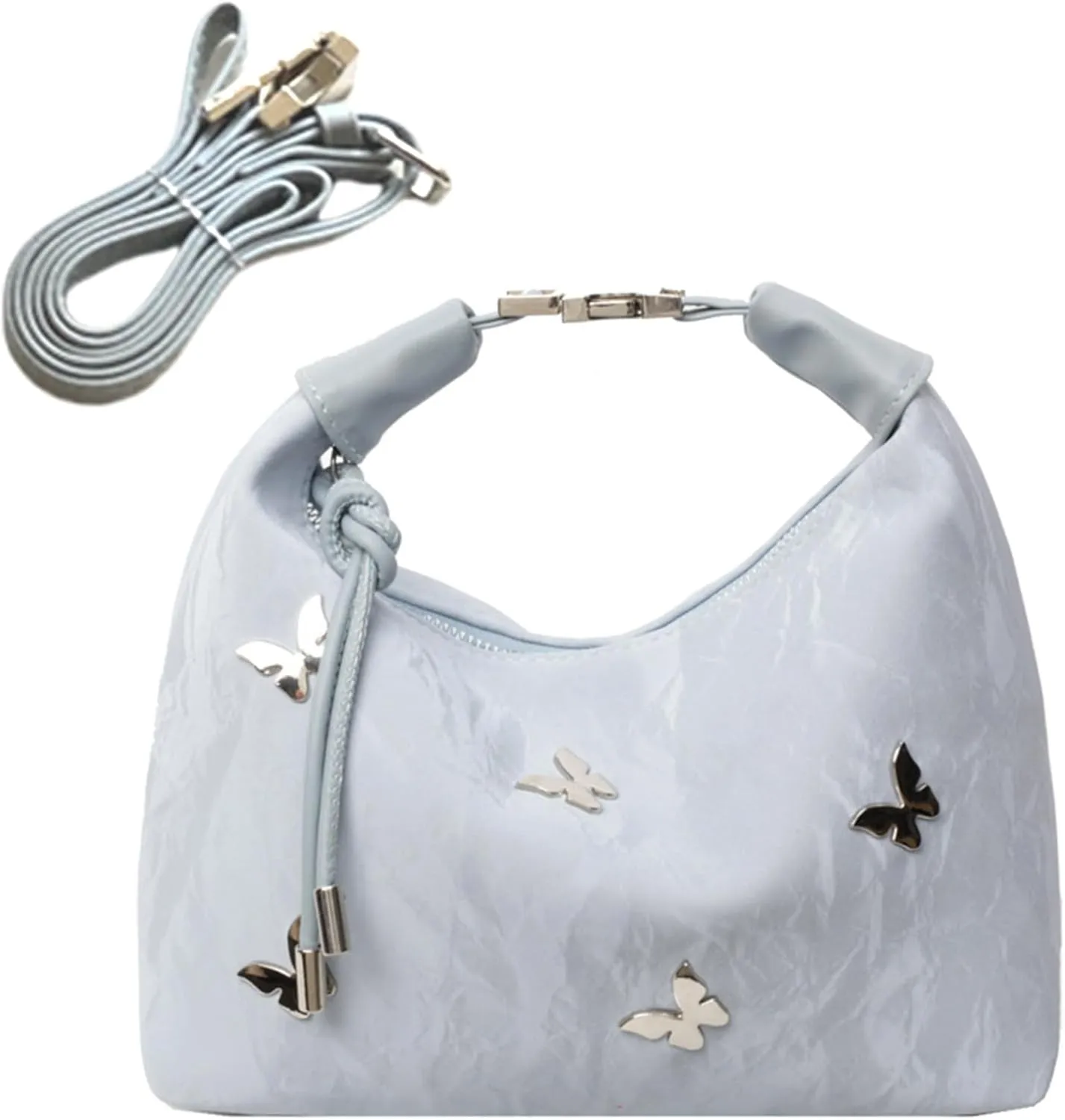 Women Tote Handbags Butterfly Vegan Leather Shoulder Bags with Adjustable Strap Trendy Crossbody Purse