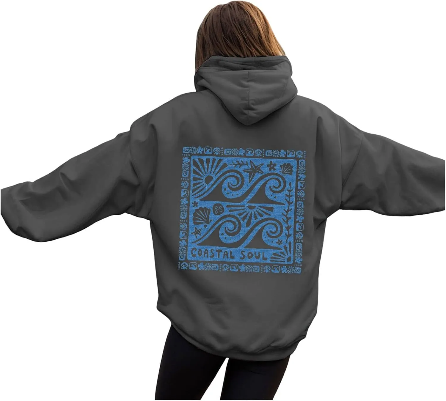 Women Y2k Graphic Hoodies Cute Preppy Embroidery Hibiscus Hoodie Flower Pullover Oversized Sweatshirts Teen Clothes