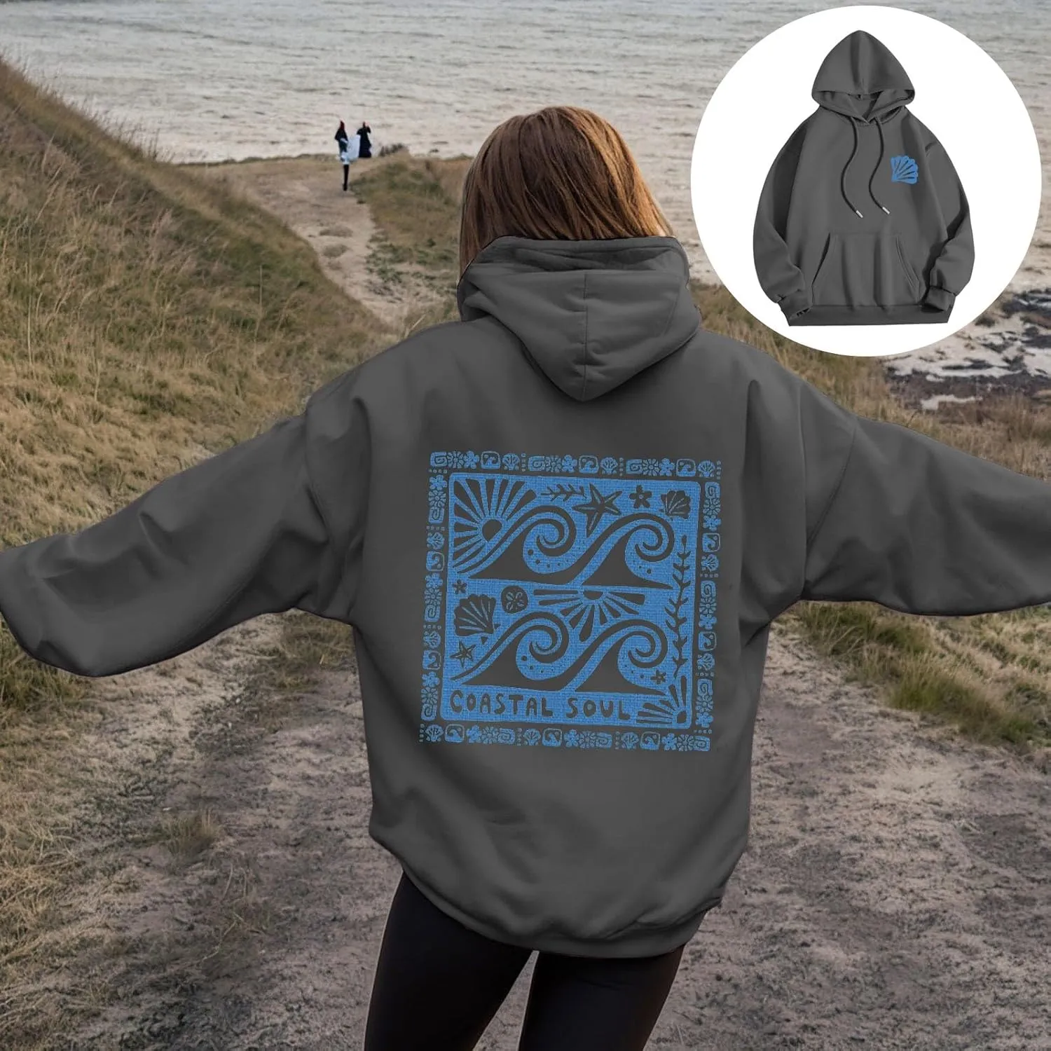 Women Y2k Graphic Hoodies Cute Preppy Embroidery Hibiscus Hoodie Flower Pullover Oversized Sweatshirts Teen Clothes