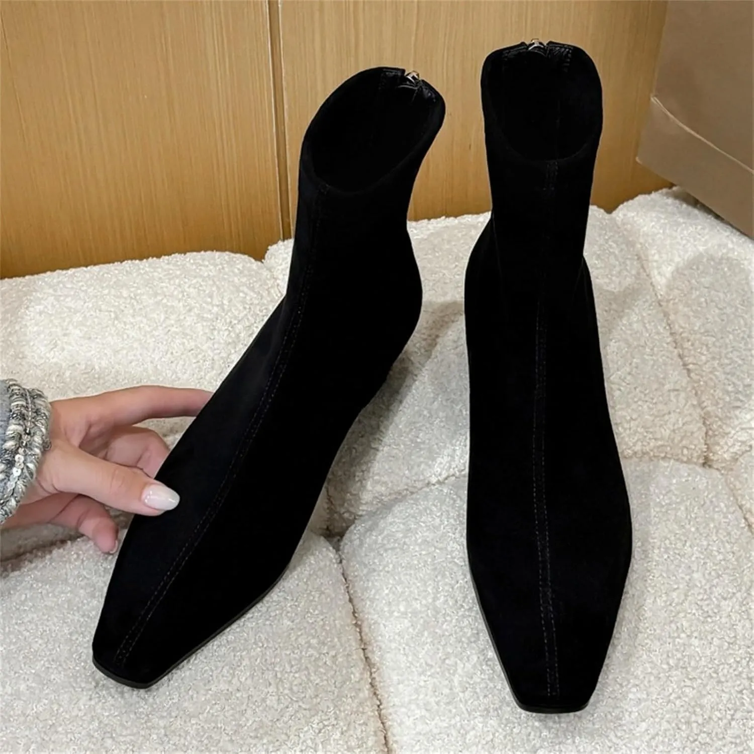 Womens Booties Low Heel Square Toe Ankle Boots Cowboy Boots for Women Mid Calf Womens Taupe Boots Womens Wide Width Booties and Ankle Boots Womens Wide Width Ankle Booties