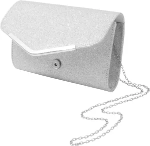 Women's Clutch Purse Black Evening Bag with Chain Shoulder for Wedding Guest