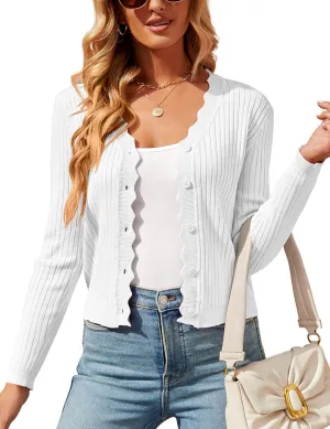 Womens Cropped Cardigan Knit Shrugs for Dresses Tops V Neck Button Down Cardigans Sweaters