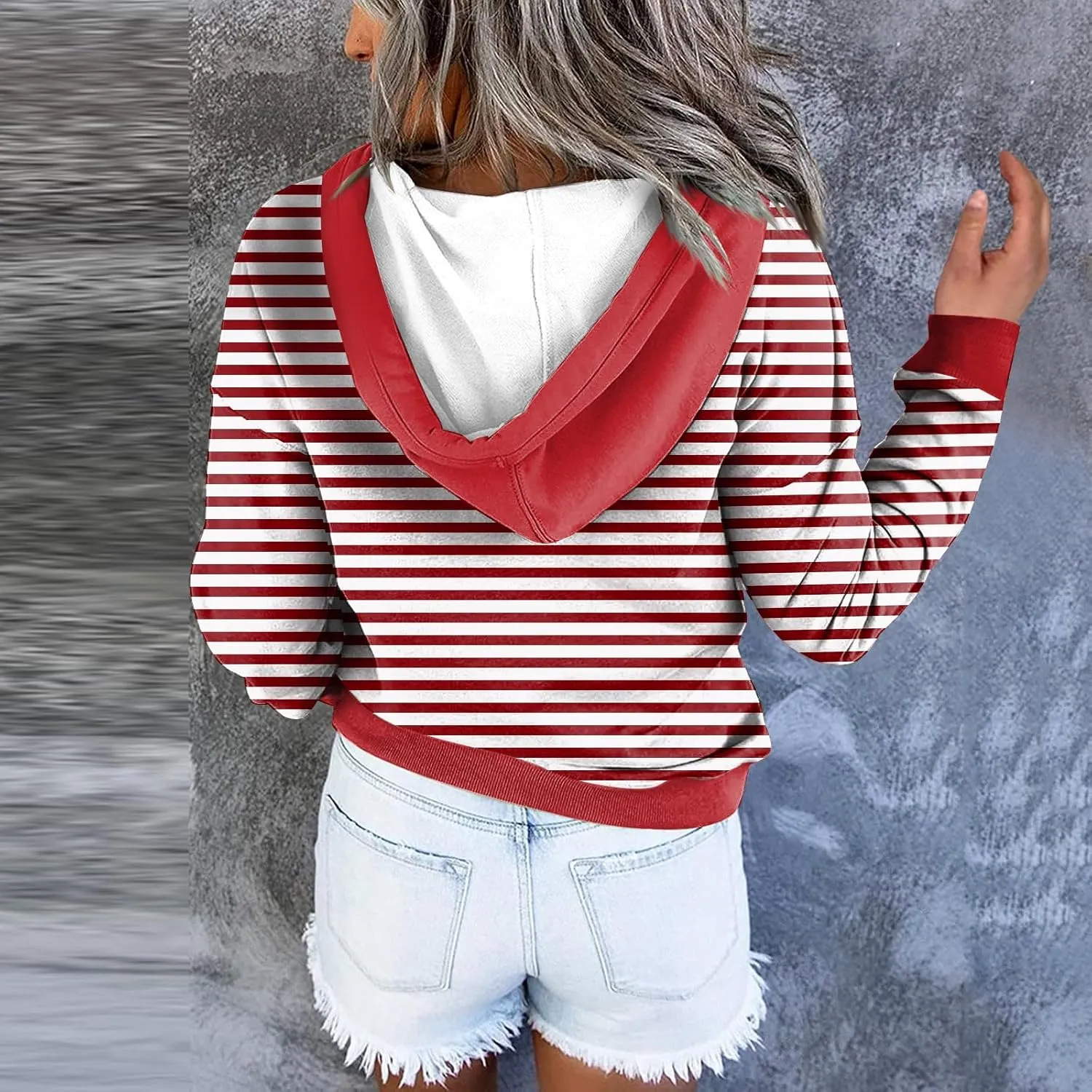 Womens Fall Sweatshirts 2024 Hoodies Button Collar Drawstring Pullover Casual Long Sleeve Tops Shirts