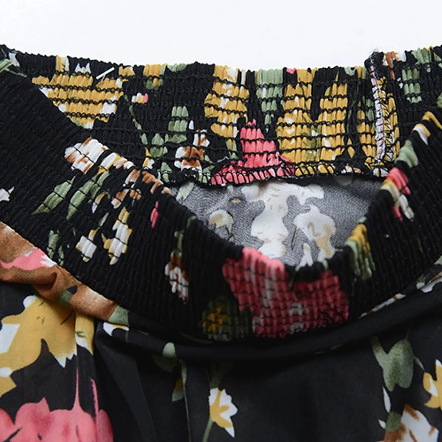 Womens Floral Print Summer Casual Midi Skirt High Waist Elastic Retro Skirts Cute Party Pleated Elastic Waist Skirt