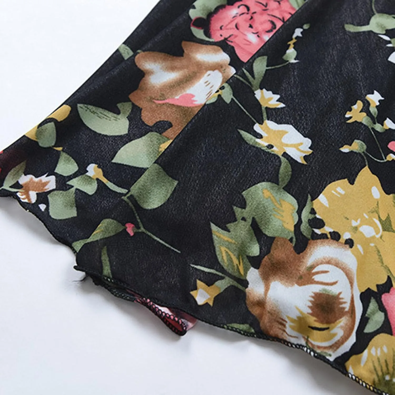 Womens Floral Print Summer Casual Midi Skirt High Waist Elastic Retro Skirts Cute Party Pleated Elastic Waist Skirt