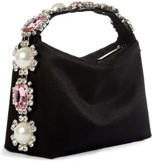 Women's Handbags Crystal Diamond Totes Bags Luxury Hand Bag Prom Party Day Clutch Purse Wedding Silk Satin Black Handbags