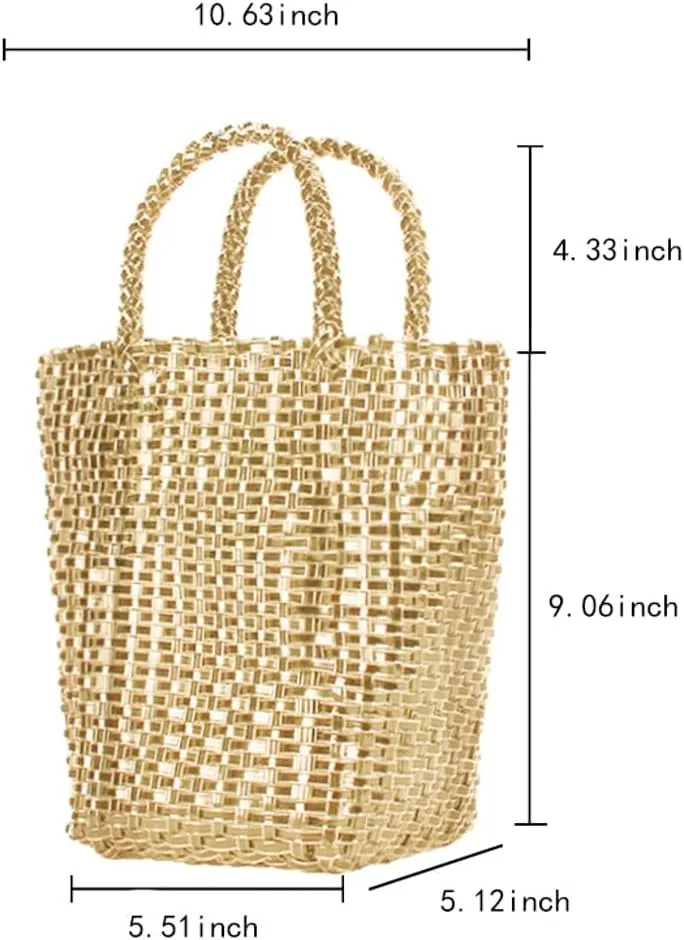 Womens Handwoven Handbags Casual Shoulder Bag Small Bucket Hobo Tote Bag Straw Summer Beach Purses for Vacation