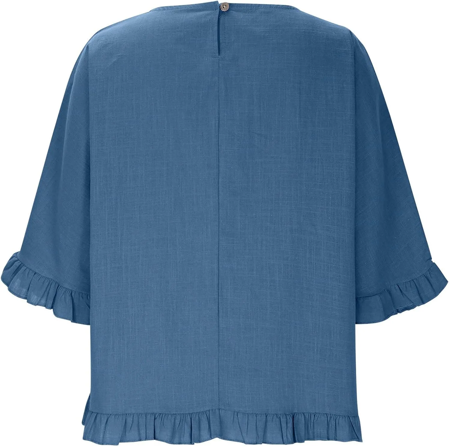 Womens Linen Tops Crewneck Half Sleeve Shirts Casual Loose Fitted Solid Cotton Linen Vacation Summer Outfits