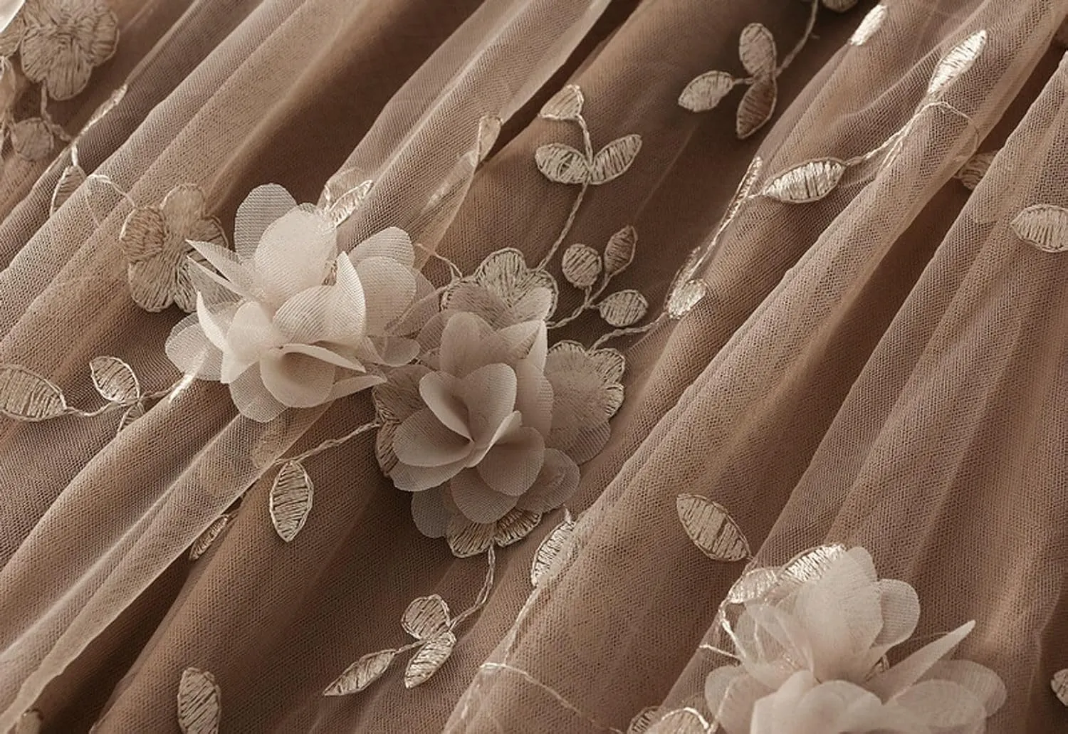 Womens Midi Tulle Skirt Embroidery Floral Layered Skirts Elastic High Waist Tutu Skirt Mesh A Line Fairy Skirts 2025