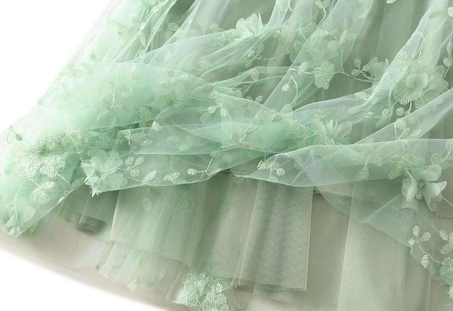 Womens Midi Tulle Skirt Embroidery Floral Layered Skirts Elastic High Waist Tutu Skirt Mesh A Line Fairy Skirts 2025