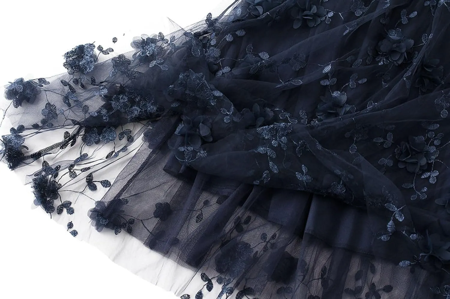 Womens Midi Tulle Skirt Embroidery Floral Layered Skirts Elastic High Waist Tutu Skirt Mesh A Line Fairy Skirts 2025