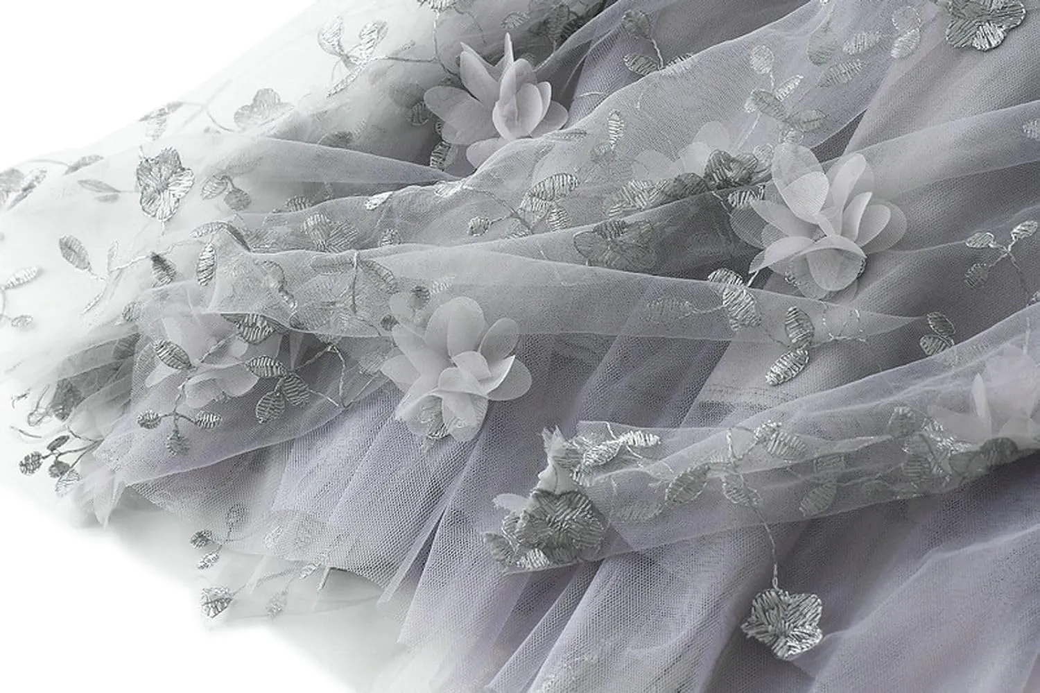 Womens Midi Tulle Skirt Embroidery Floral Layered Skirts Elastic High Waist Tutu Skirt Mesh A Line Fairy Skirts 2025