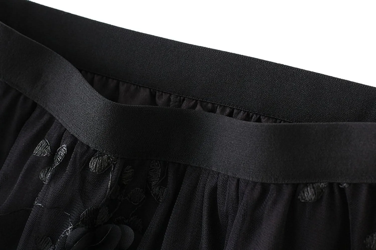 Womens Midi Tulle Skirt Embroidery Floral Layered Skirts Elastic High Waist Tutu Skirt Mesh A Line Fairy Skirts 2025