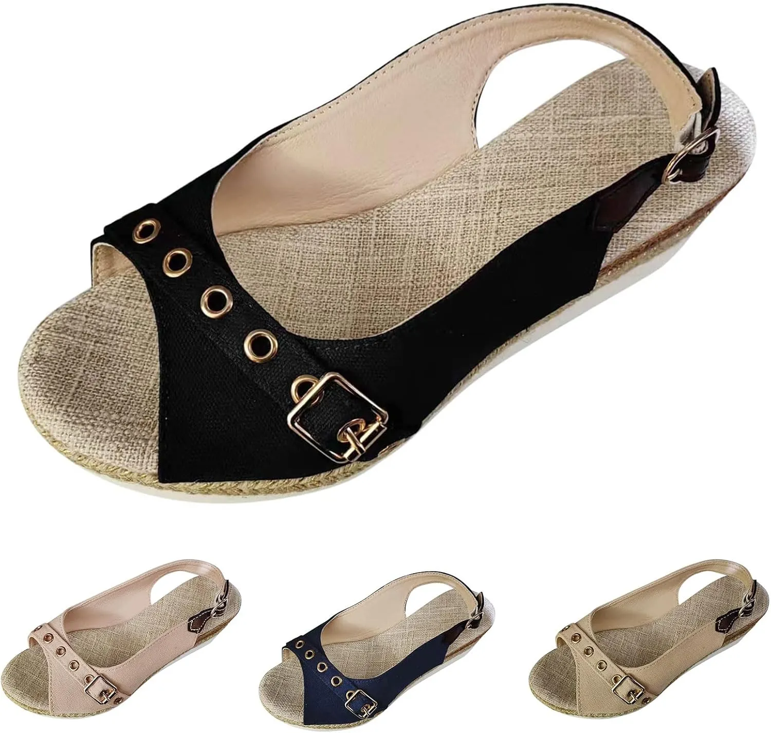 Womens Orthopedic Wedge Sandals Arch Support Summer Espadrilles Slippers Open Toe Ankle Strap Platform Sandals