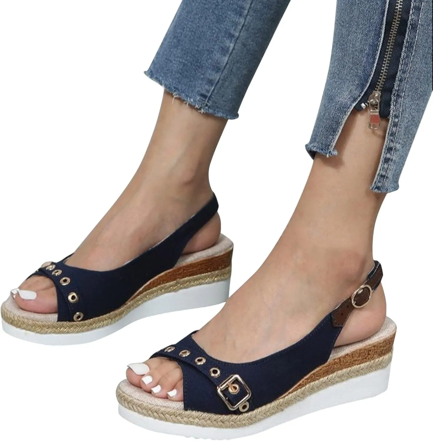 Womens Orthopedic Wedge Sandals Arch Support Summer Espadrilles Slippers Open Toe Ankle Strap Platform Sandals