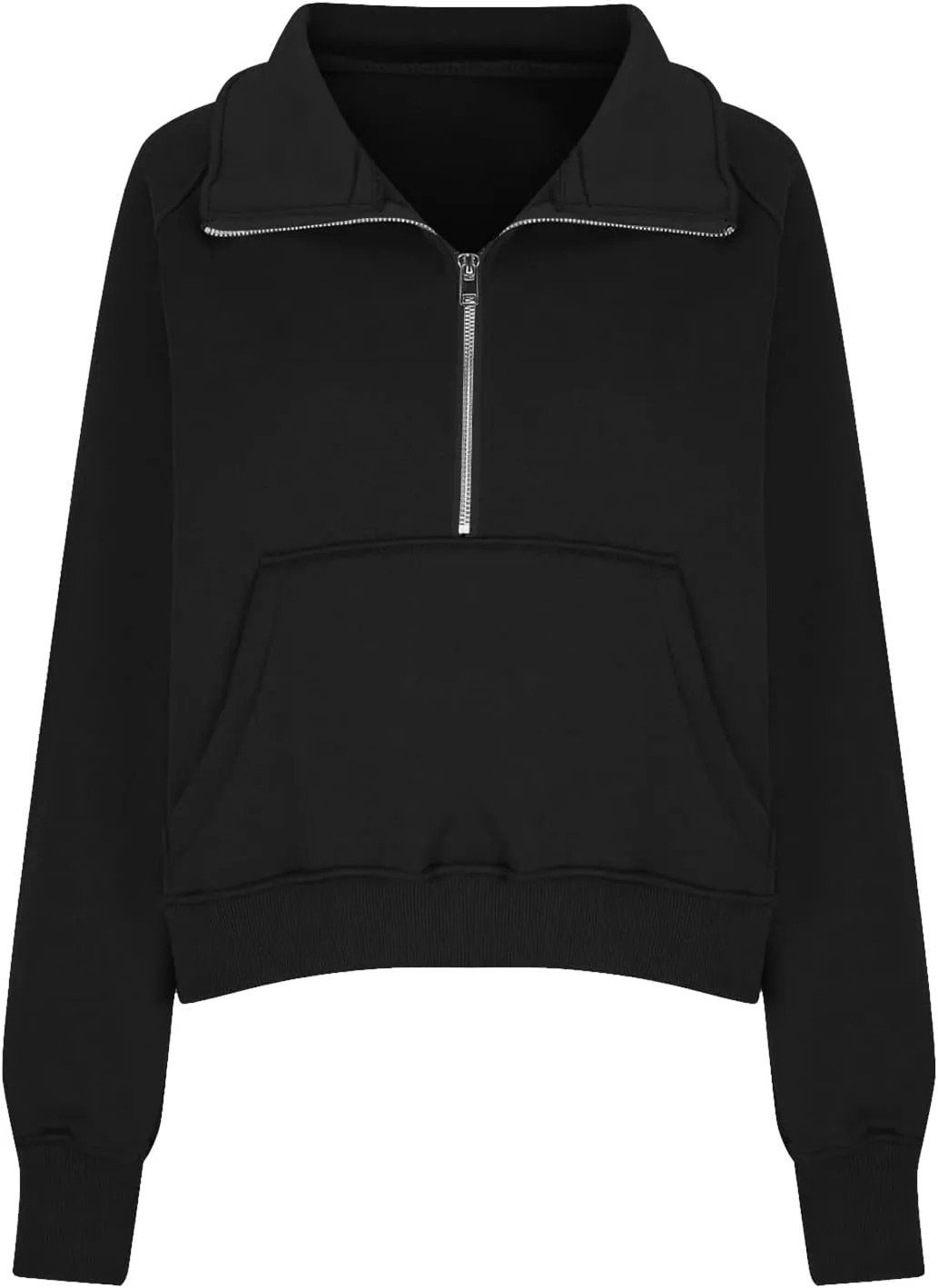 Womens Oversized Half Zip Cropped Sweatshirt 2024 Fall Fashion 1/4 Zip Pullover Preppy Thumb Hole Tops With Pocket
