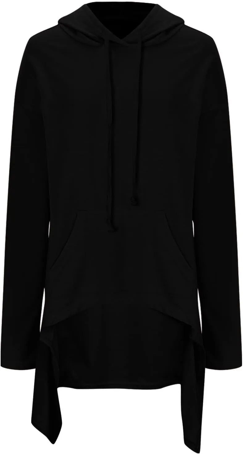 Womens Oversized Hoodies Cloak 2024 Gothic Vintage Asymmetrical Long Pullover Fall Loose Thin Long Sleeve Plain Top