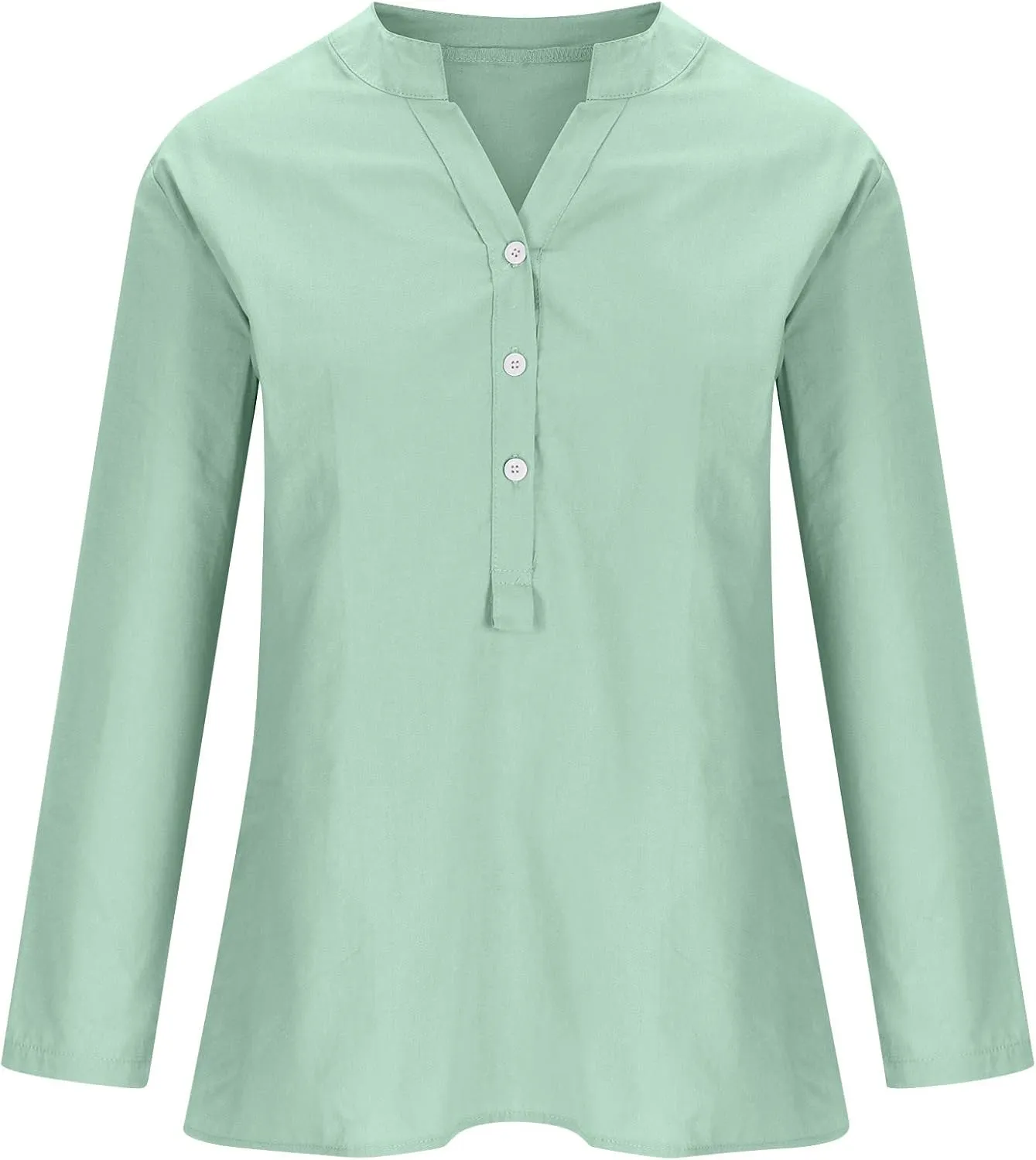 Women's Plus Size Cotton Linen Dress Tops Button Up Shirts Dress Casual Fall Blouse to Wear with Leggings