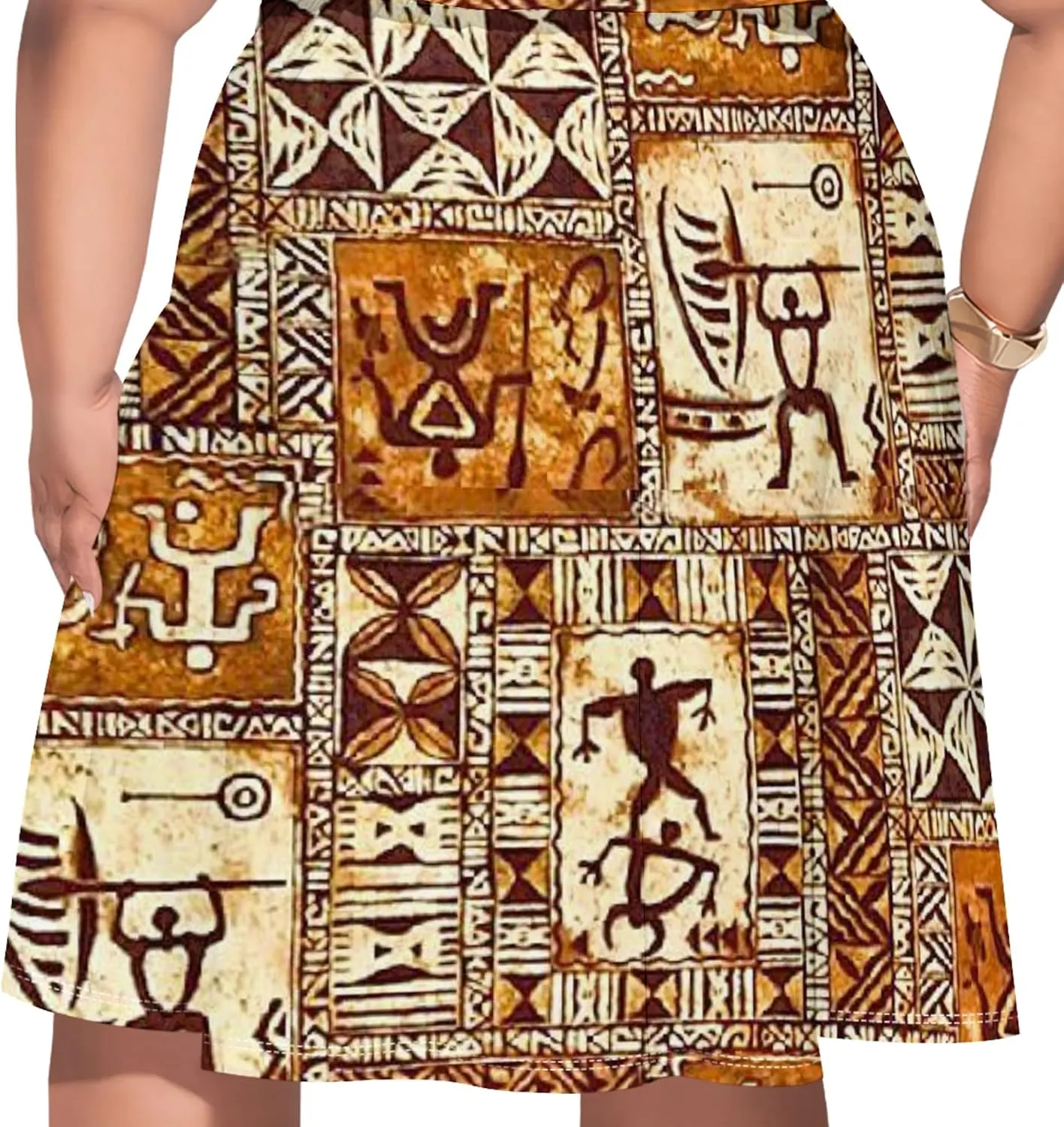 Women's Plus Size Off Shoulder Skirt African Style Pattern Print Cute Mini Dress Summer Off Shoulder Pleated Skirt