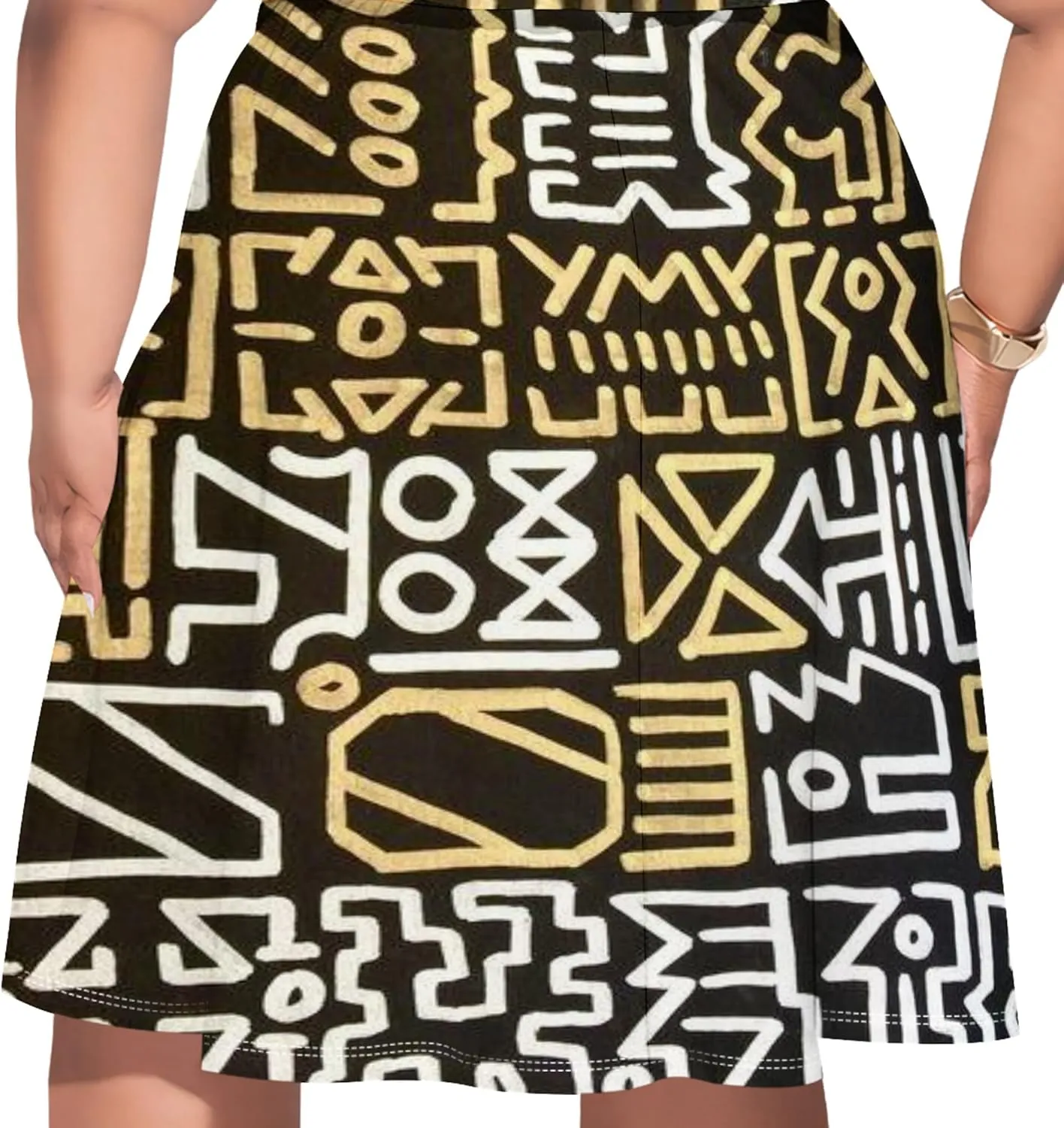 Women's Plus Size Off Shoulder Skirt African Style Pattern Print Cute Mini Dress Summer Off Shoulder Pleated Skirt