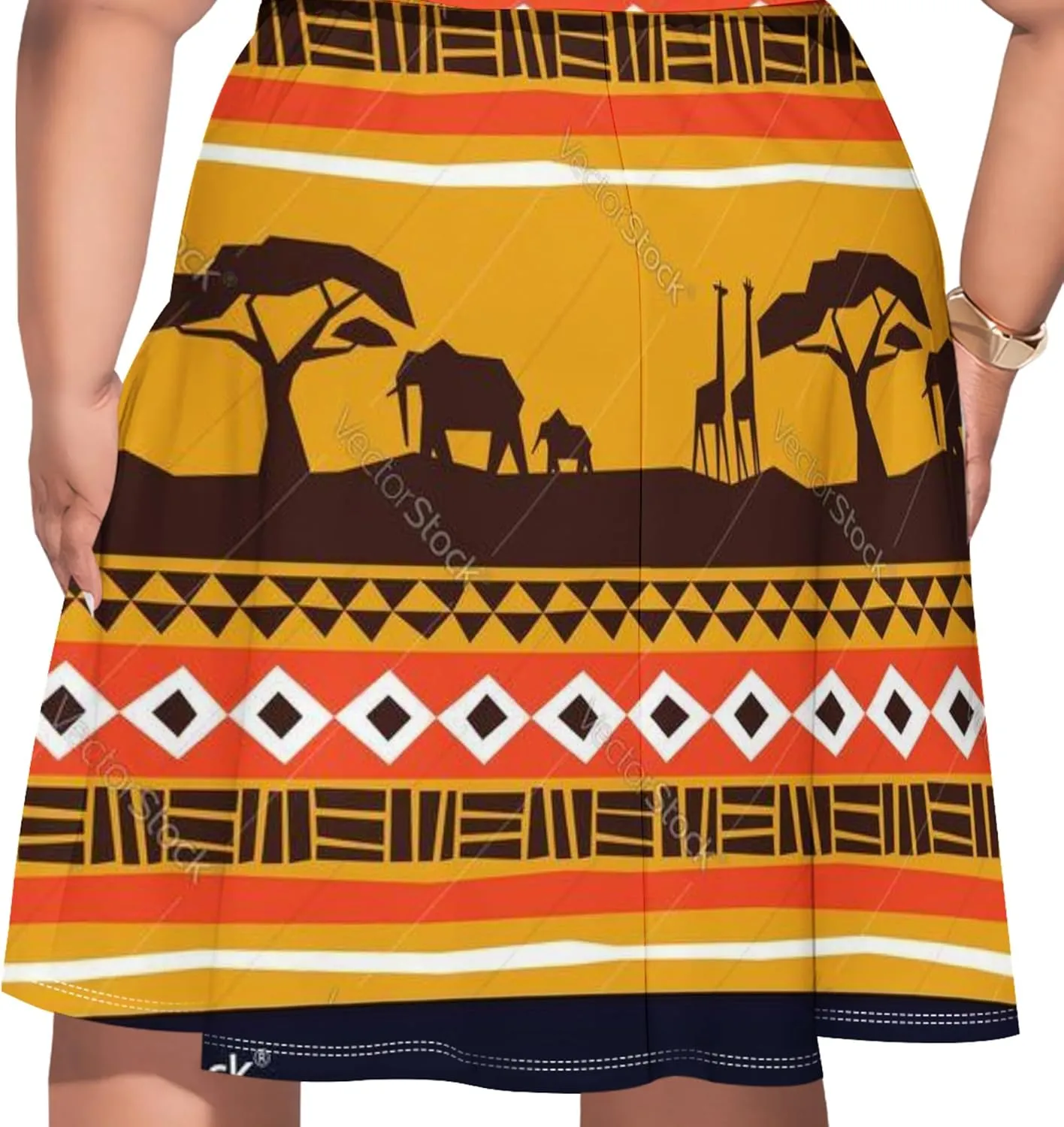 Women's Plus Size Off Shoulder Skirt African Style Pattern Print Cute Mini Dress Summer Off Shoulder Pleated Skirt