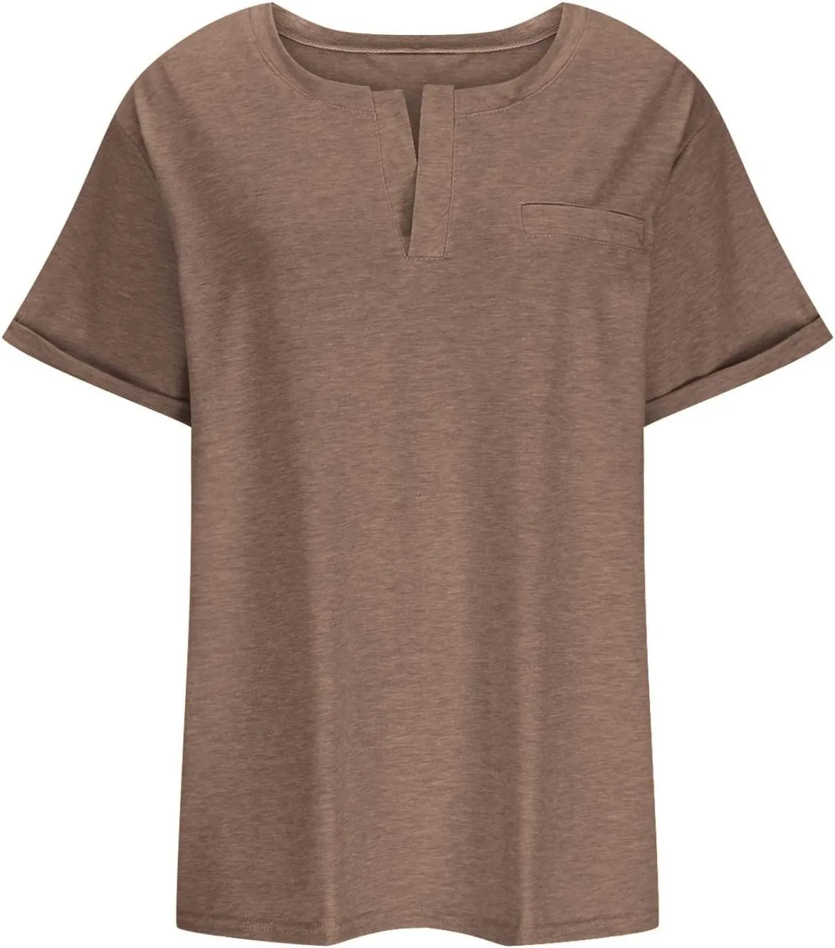 Women's Plus Size Tops Loose V-Neck Short Sleeve Blouse Solid Casual Loose Summer Shirt T-Shirts Basic Tunics