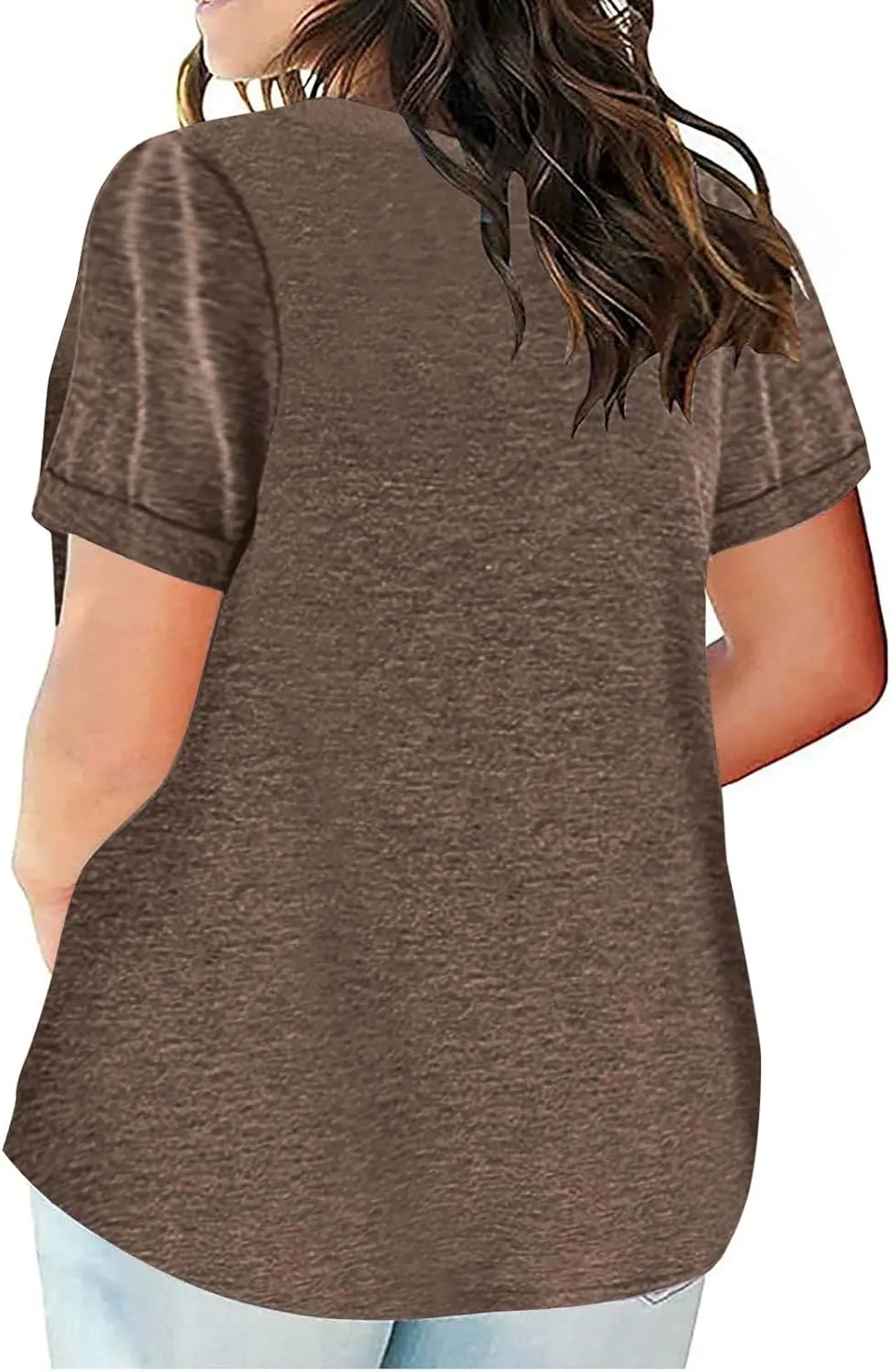 Women's Plus Size Tops Loose V-Neck Short Sleeve Blouse Solid Casual Loose Summer Shirt T-Shirts Basic Tunics