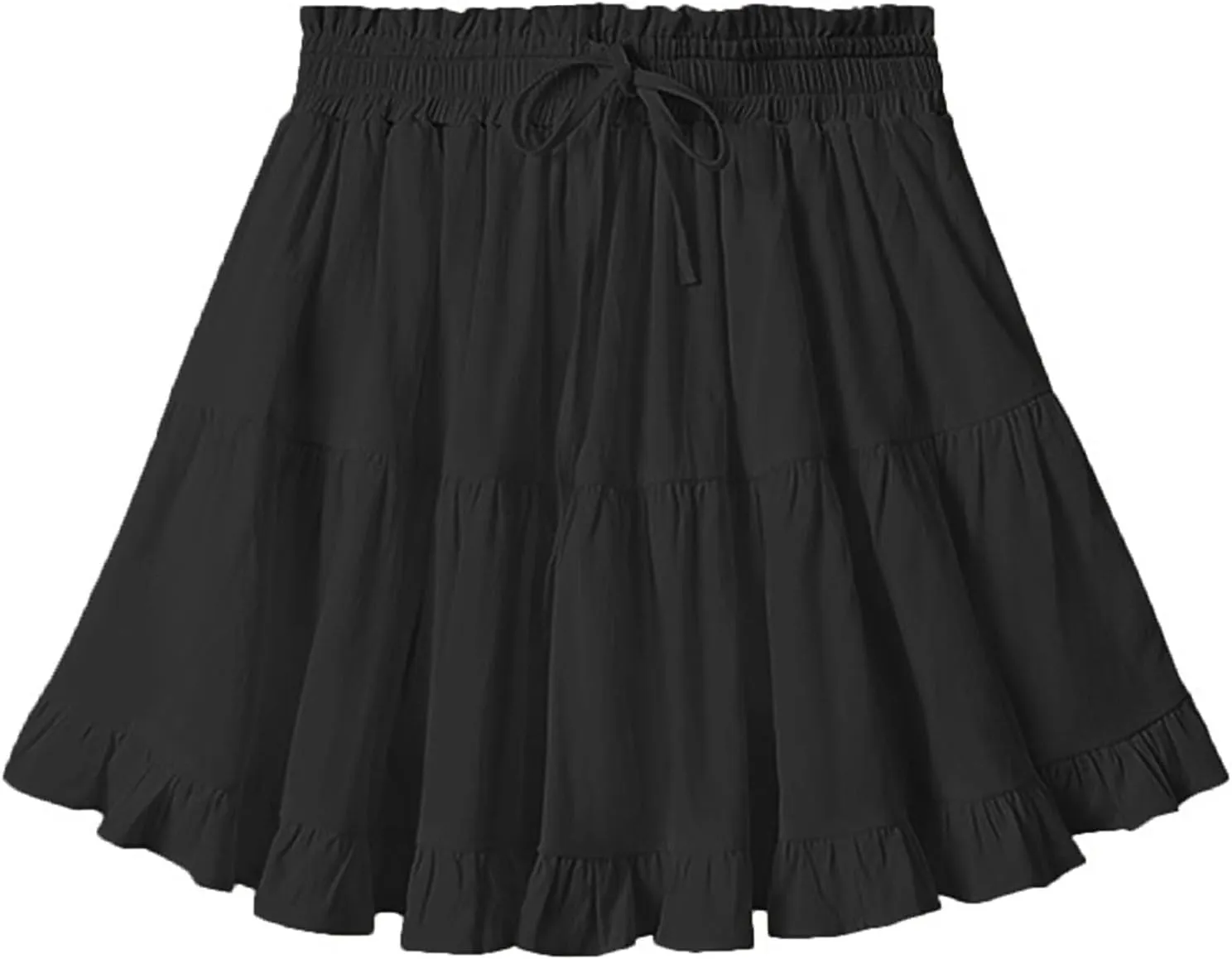 Womens Ruffle Mini Skirts 2025 Cute High Waist A Line Pleated Beach Skirt Drawstring Tie Elastic Waist Skirts