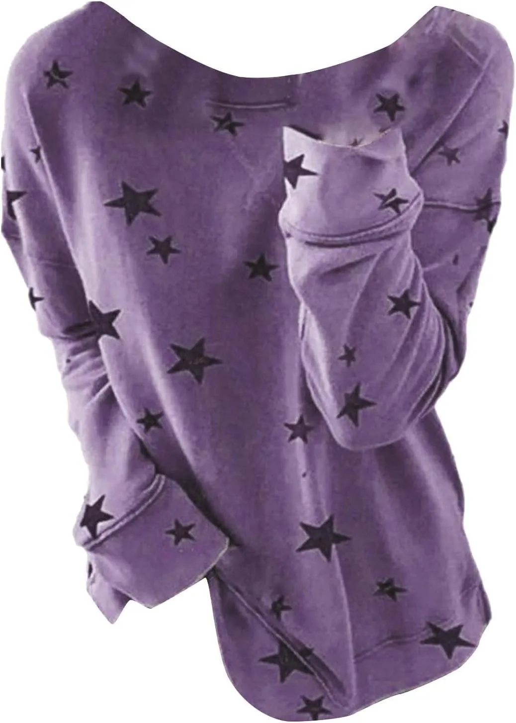 Womens Sweatshirt Crew Neck Star Graphic Pullover Tops 2024 Fall Casual Long sleeve Oversized Sweatshirt