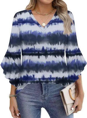 Womens Tops 3/4 Sleeve Shirts V Neck Loose Casual T-Shirts Blouse Summer Tees