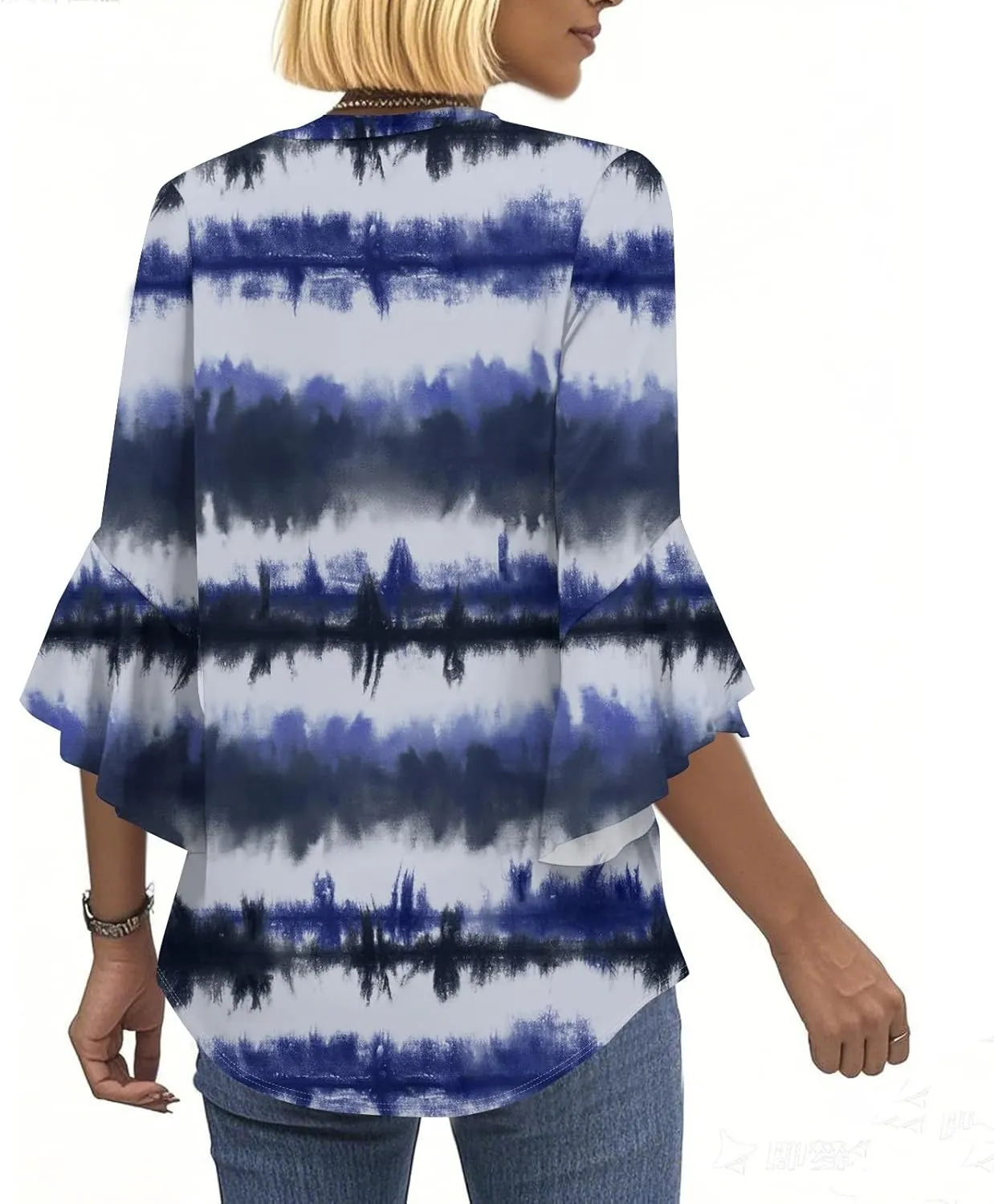 Womens Tops 3/4 Sleeve Shirts V Neck Loose Casual T-Shirts Blouse Summer Tees