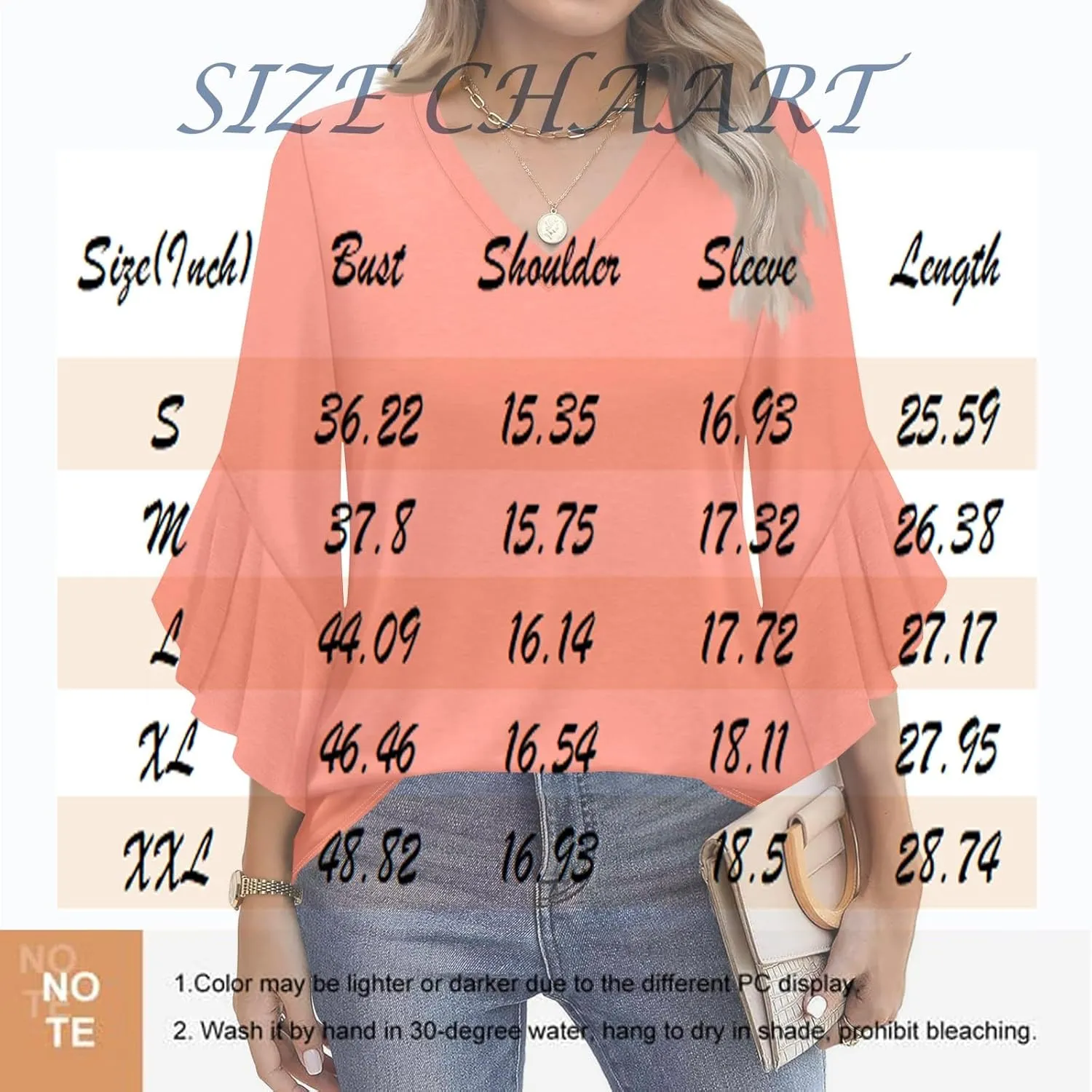 Womens Tops 3/4 Sleeve Shirts V Neck Loose Casual T-Shirts Blouse Summer Tees