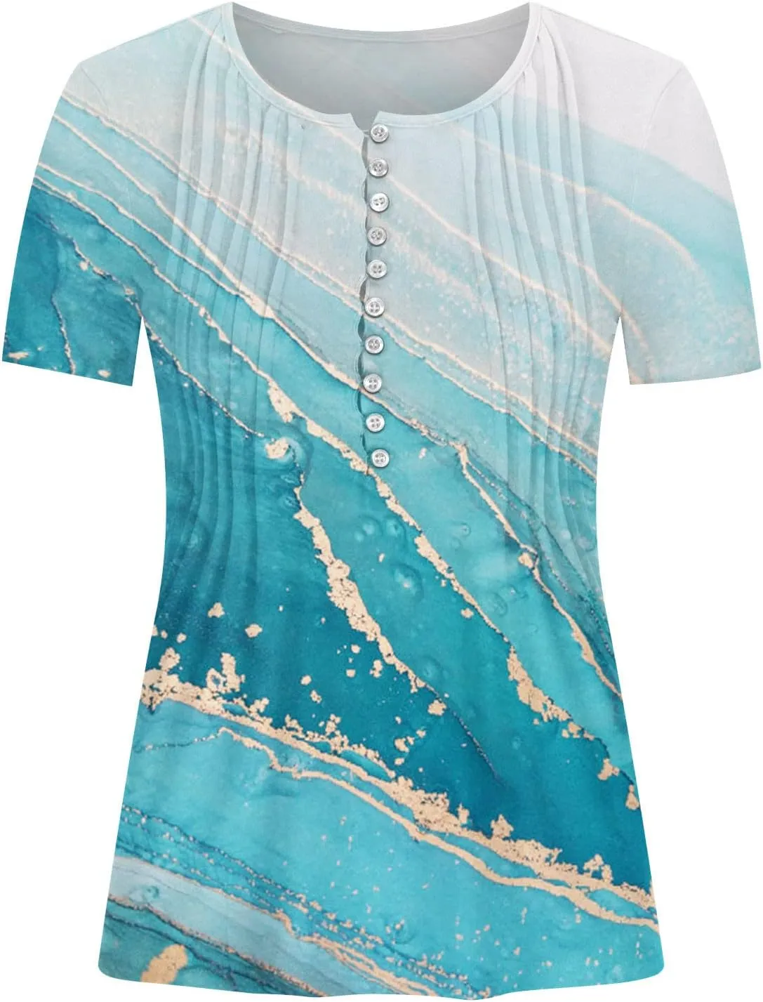Womens Tops Dressy Casual 2023 Fashion Floral Print Tunic Plus Size Short Sleeve v Neck Henley Shirts