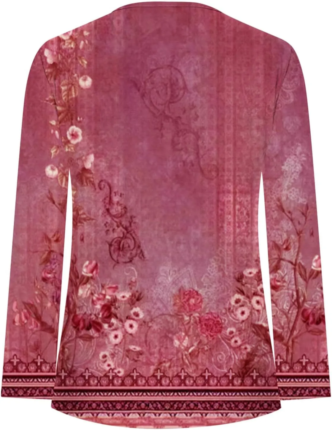 Womens Tops Dressy Casual 3/4 Sleeve Bohemian Summer Shirts Floral Print Empire Waist Long Sleeve Button Down Blouse