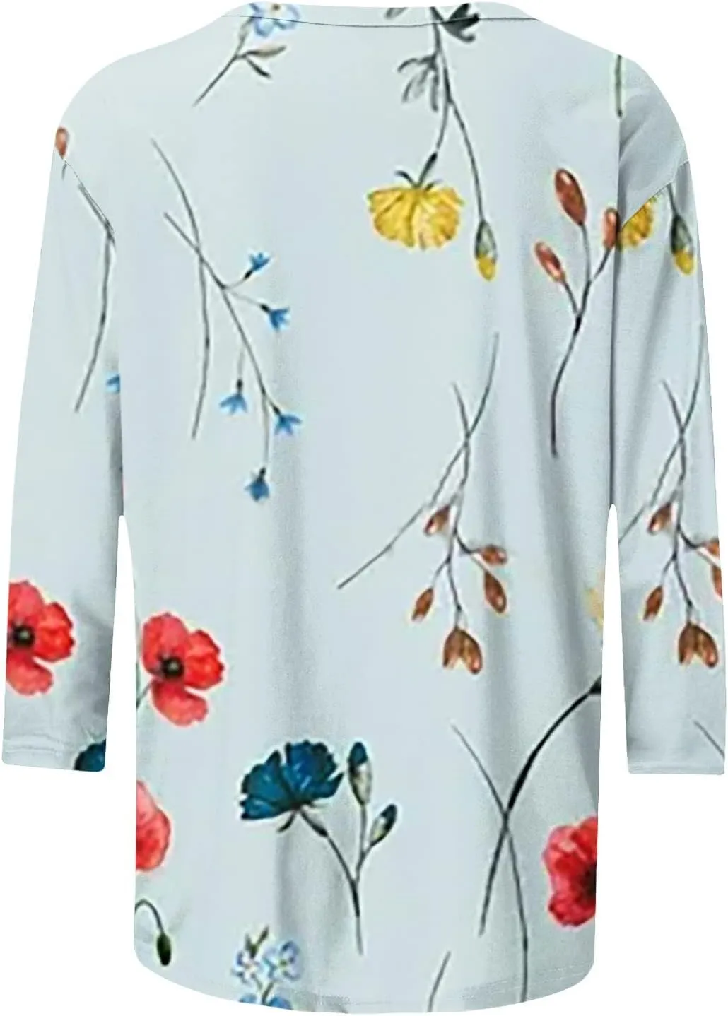 Womens Vintage Print Summer Blouses Elbow Length Casual Tops 3/4 Sleeve Tshirts Shirts Loose Fit Ladies Clothing 2024
