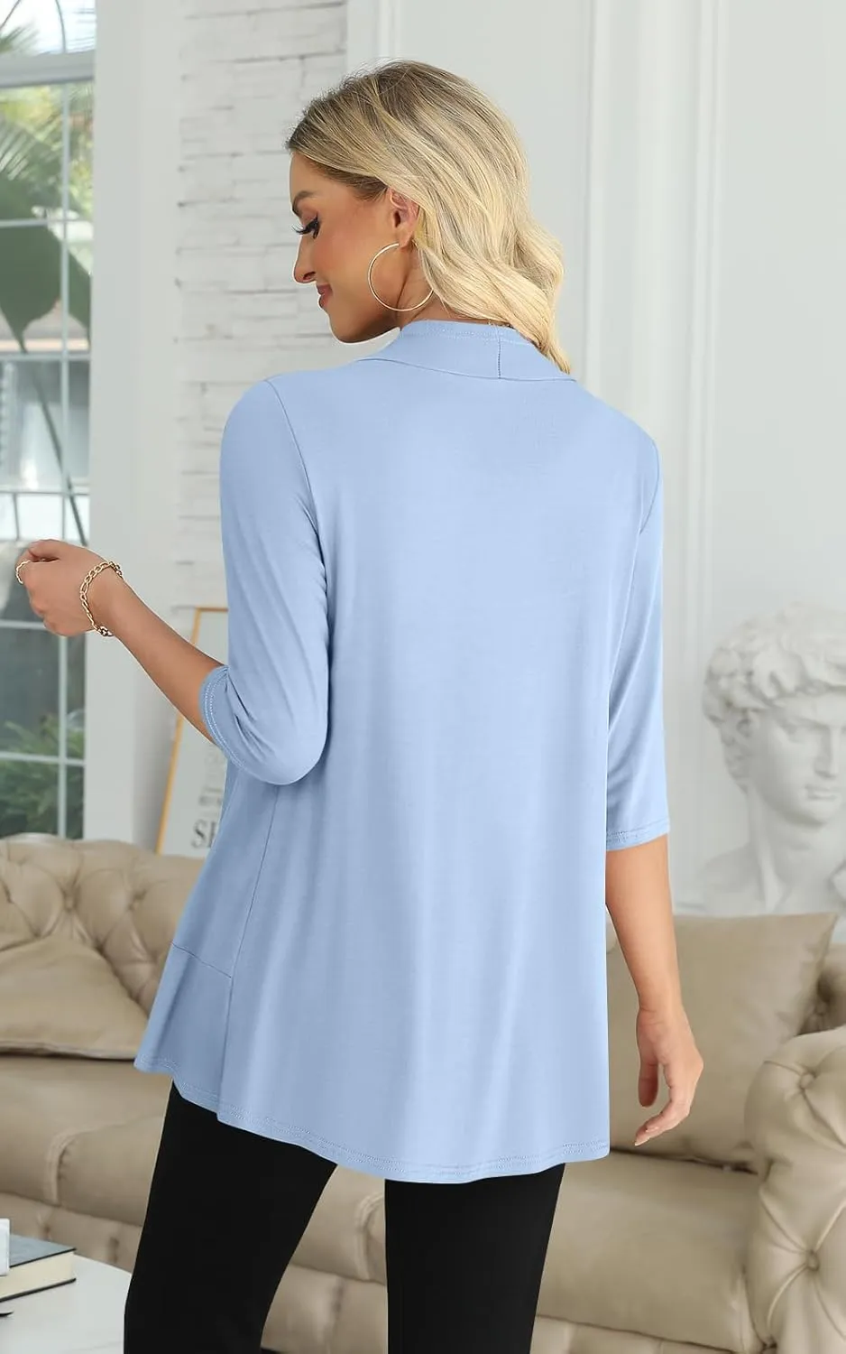 Yincro Women's Casual 3/4 Sleeve Cardigan Lightweight Soft Open Front Cardigans