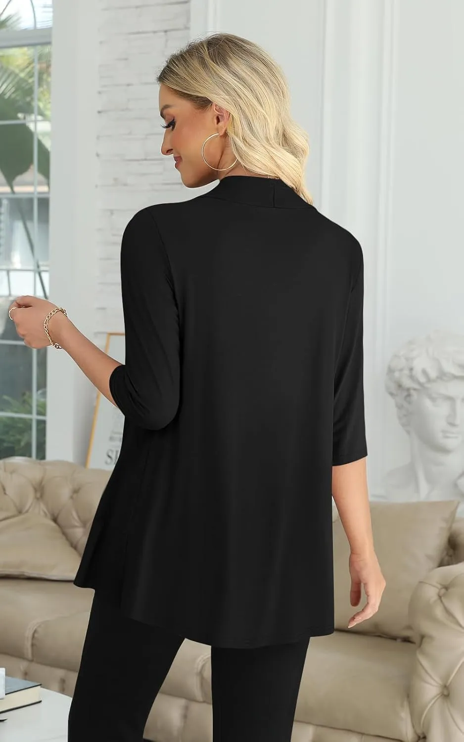 Yincro Women's Casual 3/4 Sleeve Cardigan Lightweight Soft Open Front Cardigans
