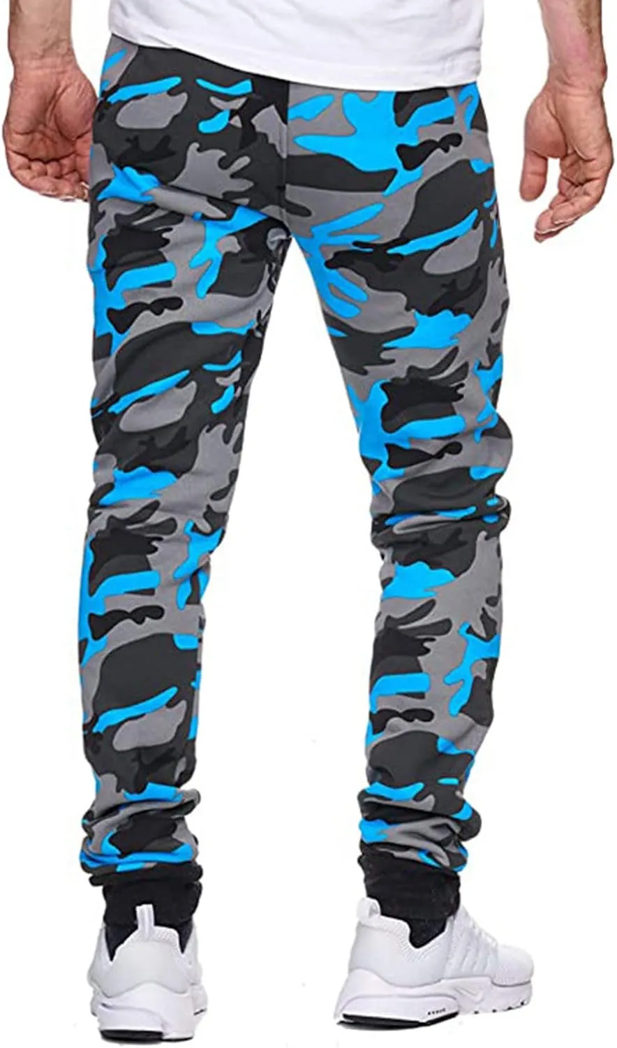 Ymosrh Khaki Pants Mens Relaxed Fit Camouflage Bandage Casual Loose Sweatpants Drawstring Pant Camping Pants Men