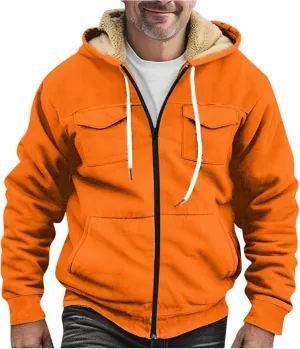 Ymosrh Men's Sweatshirt Fleece Hoodie Zip Up Fall Winter Solid Pullover Sweatshirt Casual Jacket Coat Hoodies, S-5XL