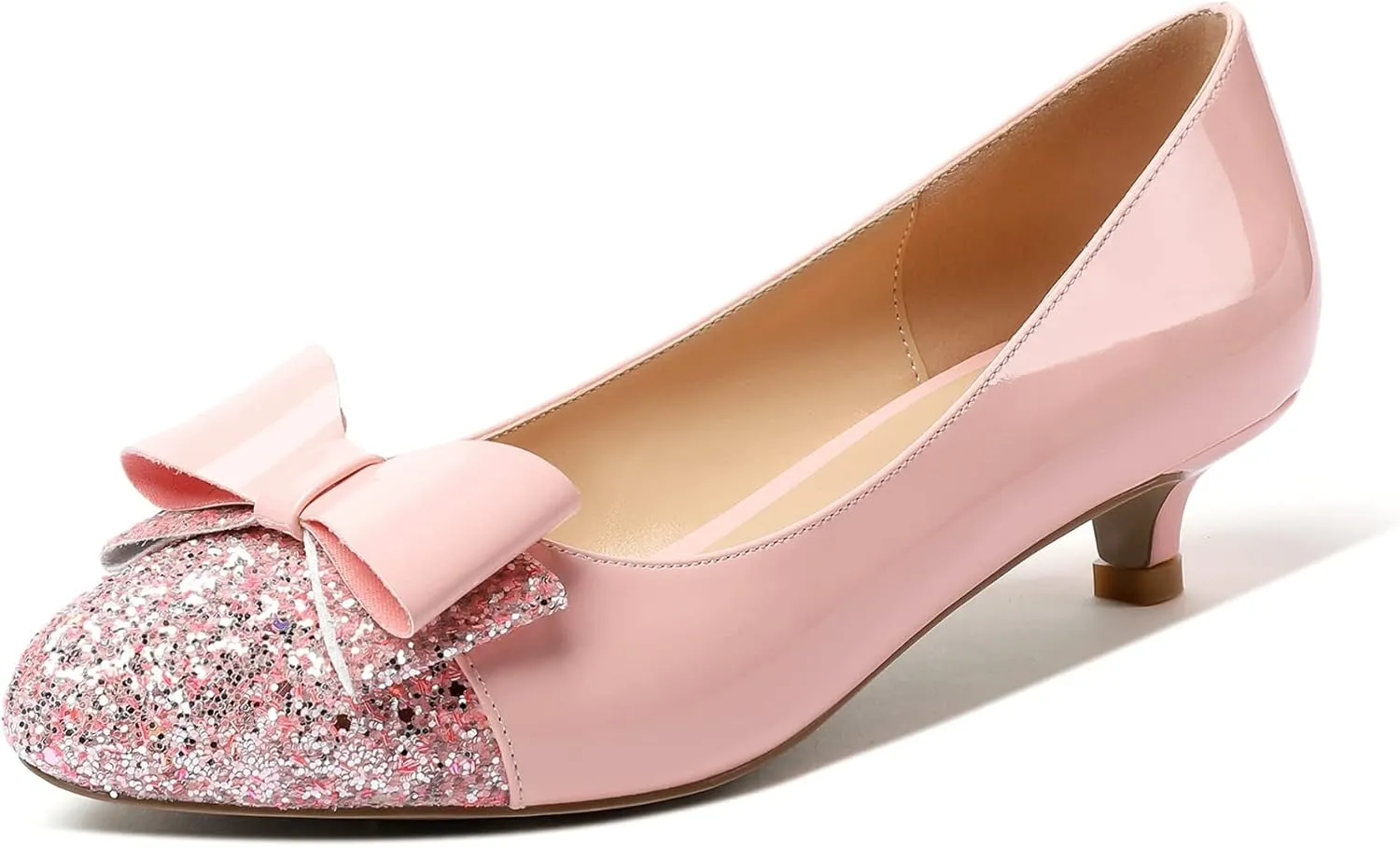 YODEKS Women's Round Toe Pumps, High Heel Slip on, Bow Knotted Heels for Pary Dress Work Office Workplace