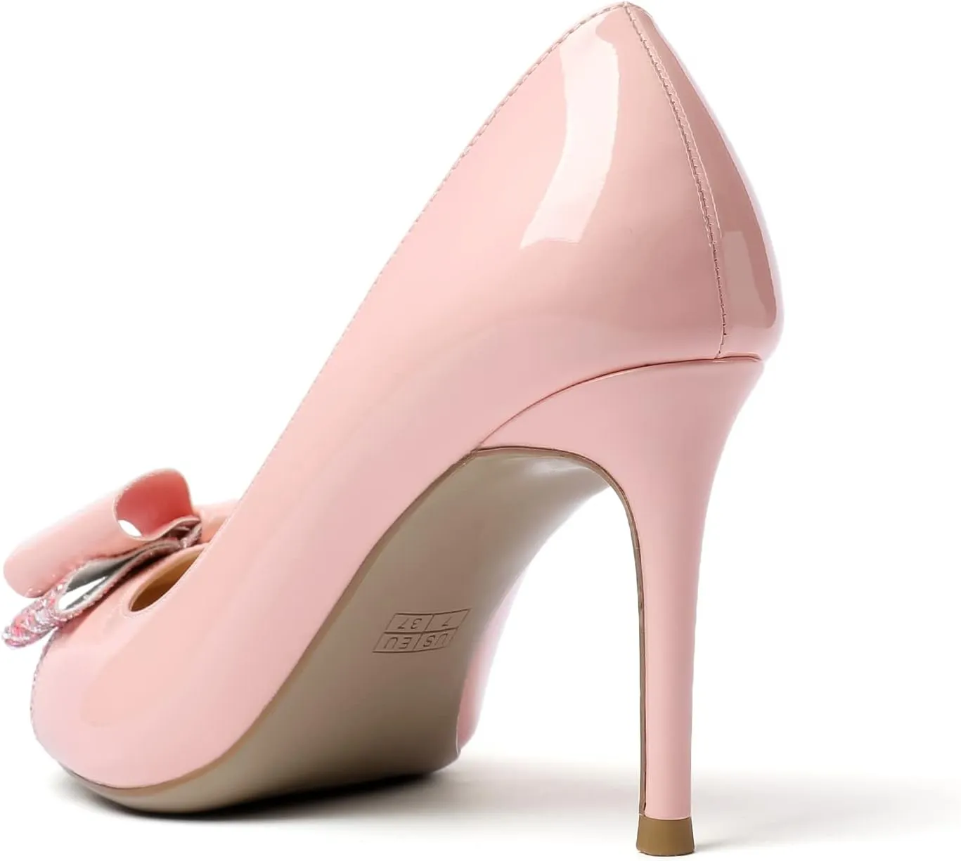 YODEKS Women's Round Toe Pumps, High Heel Slip on, Bow Knotted Heels for Pary Dress Work Office Workplace