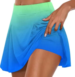 Yoga Short Skirt for Women Gradient Summer Running Skirted Shorts Active Lifestyle Casual Everyday Skirt Pant 2025