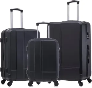 YOUGLE Luggage Set of 3 (20/24/28) Wheeled ABS Durable and Lightweight Spinner Hard Shell Luggage Multi-Purpose Convenient and Easy to Carry (Black   ABS)